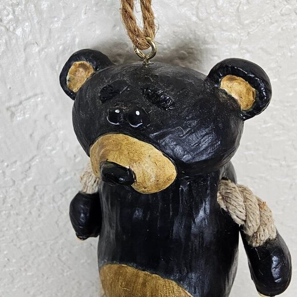 Vintage Bert Anderson Christmas Bear Ornament 2002 Dangling Folk‎ Art Jute Rope - Picture 4 of 16